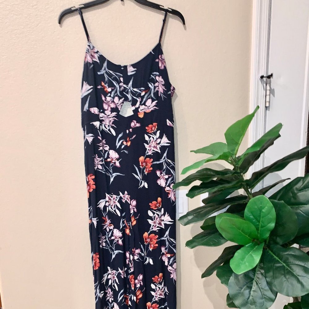 Mango MNG navy blue floral jumpsuit, size M